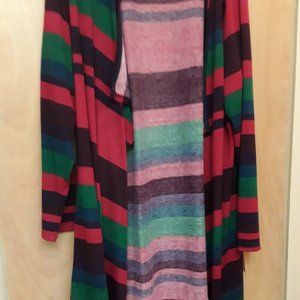 Red green purple stripe bobo cardigan Moa Moa 2X New